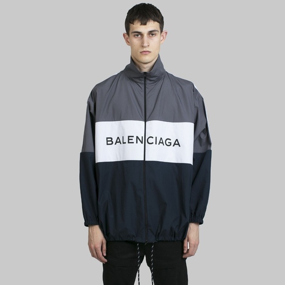 balenciaga logo zip up track jacket
